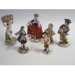 A Collection of 18th and 19th Century Figurines, various marks inc. Gold Anchor