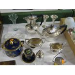 A Four Part Electroplated Silver Tea Set, other plated ware, Carlton ware etc