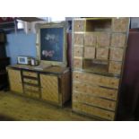 An Italian Designer Bamboo and Chrome Sideboard with matching tall chest having a slide. Once