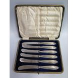 A Cased Set of Silver Handled Tea Knives