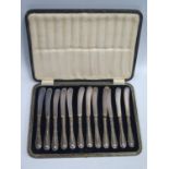 A Cased Set of Twelve Silver Handled Tea Knives