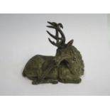 An Austrian Cold Painted Bronze Recumbent Stag