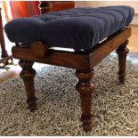 Piano Stool Lanzani concert adjustable stool with a buttoned dark blue velour top and turned and