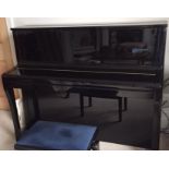 Schimmel (c2015) A Model K122 Elegance upright piano in a bright ebonised case.