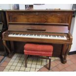 Steinway (c1937) A Model V upright piano in a mahogany case; together with a stool.