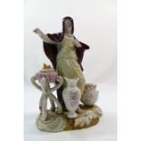 A 19th century Meissen porcelain figure, possibly Medea, blue crossed swords mark to base,