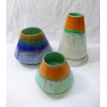 Three Shelley Harmony conical vases, 16cm high, 10.5cm high and 7.