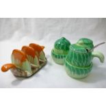 A Shelley Harmony three piece cruet comprised of a salt,