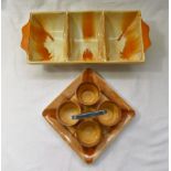 A Shelley Harmony egg cruet and three section bowl - Part of a Private owner collection