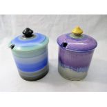 Two Shelley Harmony cylindrical lidded conserve jars, 10.