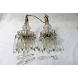 A pair of small lustre hung cut glass ce