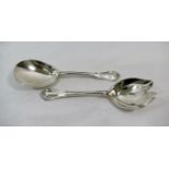 A pair of Edwardian silver salad servers