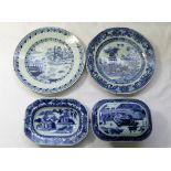 Four pieces of Chinese 18th century blue