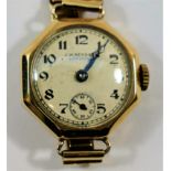 A 9 carat gold J W Benson ladies bracelet watch, Birmingham 1937,