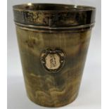 A George III silver lined and mounted horn beaker, London 1808, maker's mark 'I.