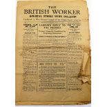 Four editions of 'The British Worker' official strike news bulletin news sheets,