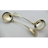 A pair of William IV Scottish provincial silver toddy ladles,