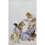 A Chinese Republic period (1912-1949) hand painted rectangular porcelain plaque decorated with a