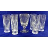 A set of six heavy cut glass tumblers, 14.