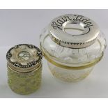 An Edwardian cut glass hair tidy with silver lid, Birmingham 1908, 8.