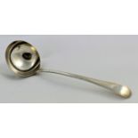 A George III old English and feather edged pattern sauce ladle, London 1799, 17.