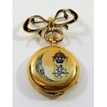 A Swiss 18 carat gold diamond and enamel ladies pocket watch by Armand and Co.
