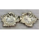 An Italian decorative silver coloured metal double leaf-shaped bon bon dish, 30cm long, 6.