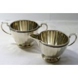 A George V silver cream and sugar bowl, Birmingham 1928, by Mappin and Webb, jug 6.