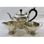 A plain George V three piece silver tea set, Birmingham 1932, by by A L Davenport Ltd,