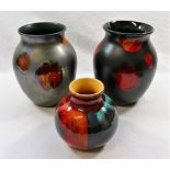 Two Poole Pottery 'Galaxy' pattern vases, each 16.