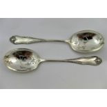 A pair of Victorian silver spoons, Sheffield 1900, by Mappin and Webb, 23cm long, combined weight 4.