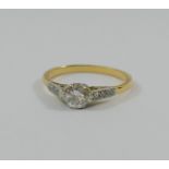 A diamond single stone ring, the old round brilliant cut stone approximately 0.
