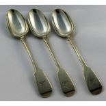 A set of three Irish fiddle pattern dessert spoons Dublin 1860 18.3cm long, 4.12ozt, 128.