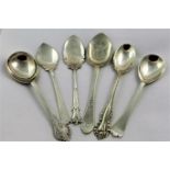 A collection of six Edwardian and later silver jam spoons, Sheffield 1902,1907 and 1908,