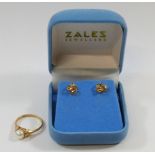 A pair of Italian 9 carat gold stylised knot earrings, stamped '375',