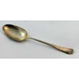 A George III silver table spoon, London 1759, with scrolled back decoration, 21cm long, 1.