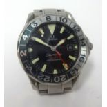 Omega, a gents stainless steel calendar watch, Seamaster, GMT Chronometer, back plate stamped 50