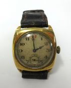 Longines, a vintage 9ct gold cased small gents watch, with sub-second dial, arabic numerals and