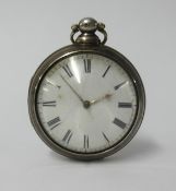 A 19th Century silver pair cased pocket watch, with verge fusee movement signed 'Jon'son and