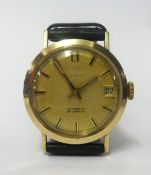 Lanco, a 9ct gold gents calendar watch, circa 1969, manual wind, diameter approx 33mm, automatic,