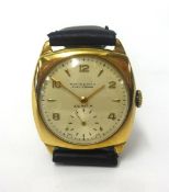 Zenith, a gents small sized 9ct gold vintage wristwatch circa 1951, the dial signed Martin