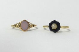 An 18ct dress ring and another with indistinct hallmark (2), approx total weight 3.1gms.