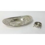 A Victorian silver table salt approx 66gms on three lion paw type feet, maker 'R.H', together with a