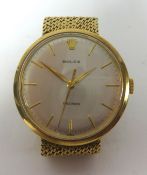 Rolex, a gents 9ct gold manual wind 'Precision' wristwatch, with baton dial, integral bracelet,