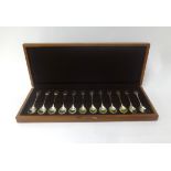 A set of sterling silver commemorative teaspoons (12) by John Pinches for The Royal Society for