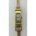 Rolex, a 9ct gold vintage ladies rectangle case wristwatch, the back plate stamped 74271 1384.