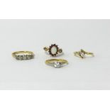 Four various diamond and opal set dress rings including two 18ct rings, approx 4.10gms and two 9ct