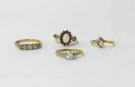 Four various diamond and opal set dress rings including two 18ct rings, approx 4.10gms and two 9ct