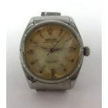Rolex, a gents stainless steel vintage wristwatch, chronometer, Oyster Perpetual, the back plate