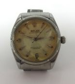 Rolex, a gents stainless steel vintage wristwatch, chronometer, Oyster Perpetual, the back plate